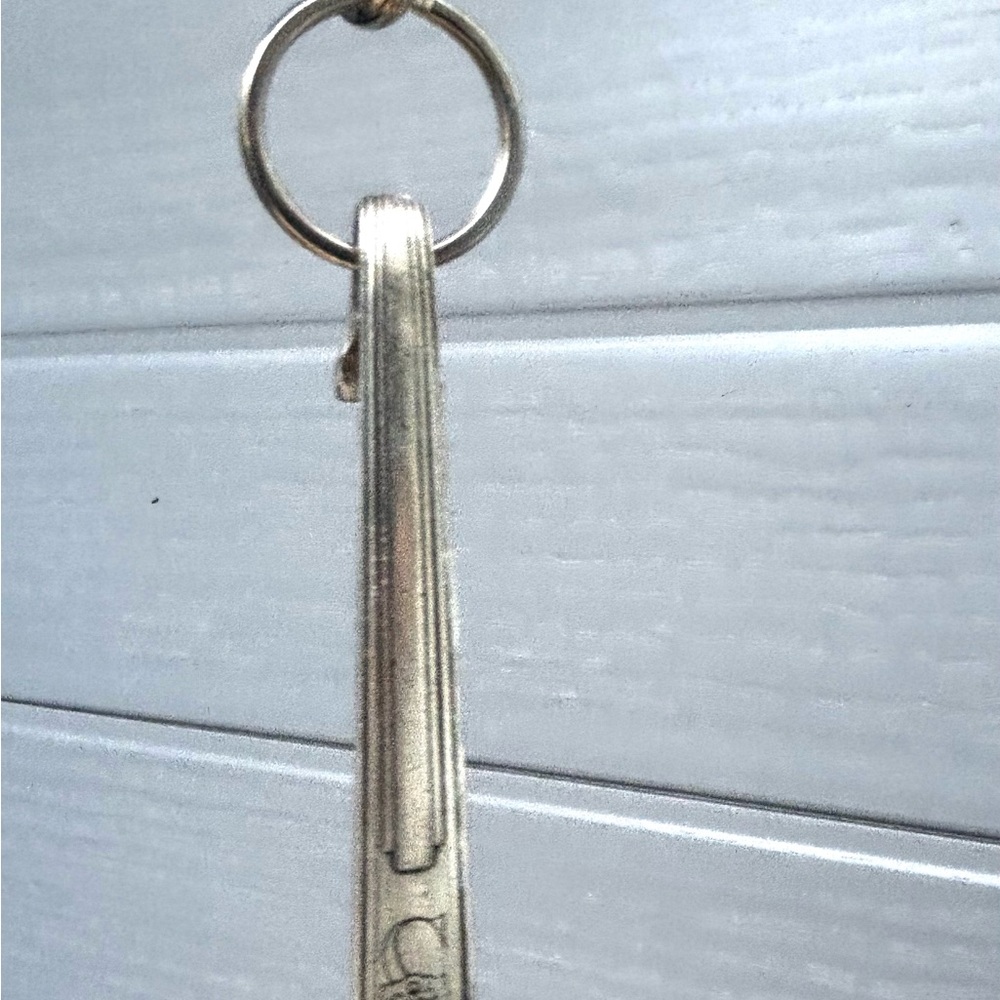 Vintage silver plate Spoon Keychain with Grooved Sheraton Logo, handmade